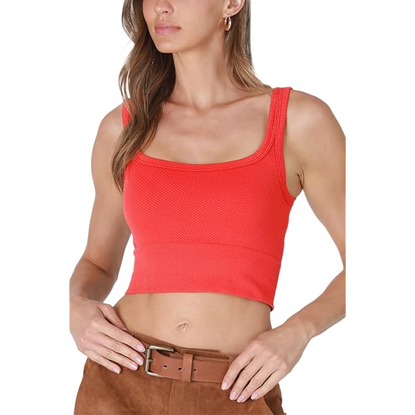 NIKIBIKI Women Seamless Vintage Chevron Ribbed Crop Top, Made in
